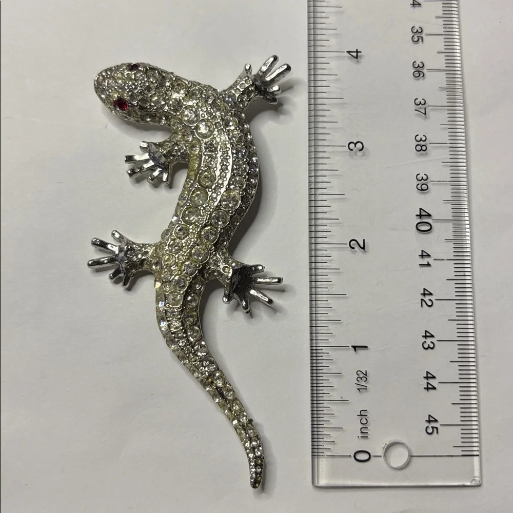 Kirks Folly Silver Tone Rhinestone Reptile Brooch